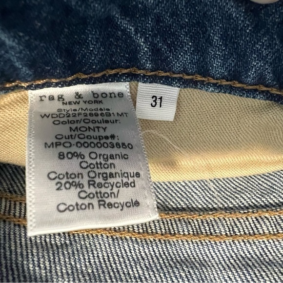 Rag & Bone women's NINA STRAIGHT HIGH-RISE ANKLE CIGARETTE Monty jeans size 31 - Picture 9 of 13